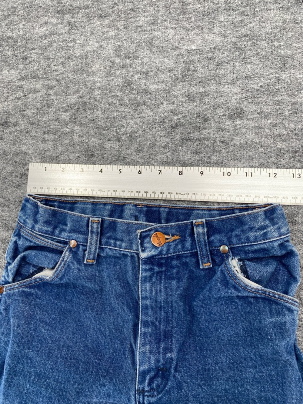 Wrangler 13MWZ Slim Fit Blue Denim Jeans Size 16 Vintage Style Cowboy Western - Picture 6 of 10